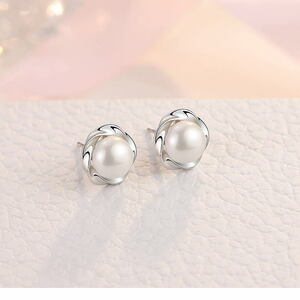 Shine Like Freshwater Pearl ★ Серебряный 925 Piercing Pearl Design Flower