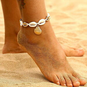 Hawaii &amp; Bohemian Cute ★ Gold K18 Color Shell &amp; Shell Vintage Anklet