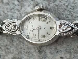 14K ブローバ BULOVA ダイヤ 手巻 レディース 腕時計 ジャンク