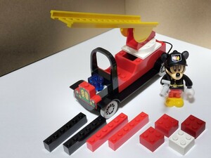 送料無料即決希望　LEGO レゴ　4164　ディズニー ミッキーマウス 消防車　ミニフィグ　レトロ　希少　消防士ミッキー　はしご