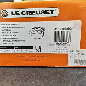 LE CREUSET COCOTTE RONDE SIGNATURE ル・クルーゼ ココットロンドシグネーチャー22cm 3.3L チェリーレッド新品未使用の画像6