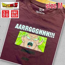 DRAGONBALL Z UNIQLO UT ドラゴンボールZ ユニクロTシャツ Mサイズ ボルドー BROLY イラスト 半袖 Tシャツ 鳥山明 着用数回 自宅保管 美品_画像2