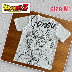 DRAGONBALL Z ドラゴンボールZ かめはめ波Tシャツ Mサイズ ホワイト イラスト 半袖 Tシャツ 鳥山明 試着のみ タグ無し 自宅保管 未使用品