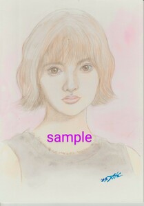オリジナル手描きイラスト　似顔絵　玉城ティナ　透明水彩　女の子　少女　Ａ4サイズ　「ティナ1」