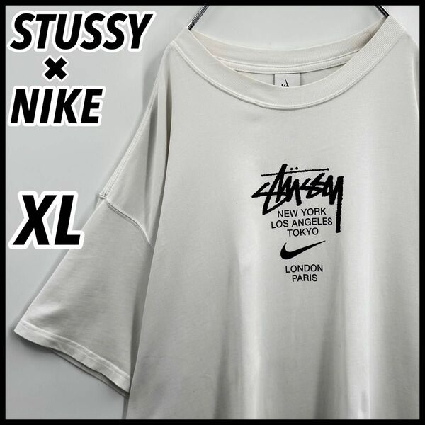 【超人気コラボ】希少XL NIKE×STUSSY　センターロゴ　Tシャツ　即完売☆