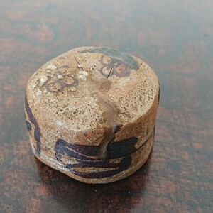 志野織部香合 桃山~江戸時代前期 (検)茶道具 蓋物 古志野 古備前 骨董 