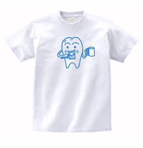 おもしろ　歯磨きキャラ　Tシャツ　白　MLサイズ　送料無料　ｈ483ｓ