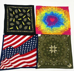 【US輸入品】柄バンダナ 4枚セット ビンテージ まとめて 大量 ヴィンテージ Vintage Bandanas 2