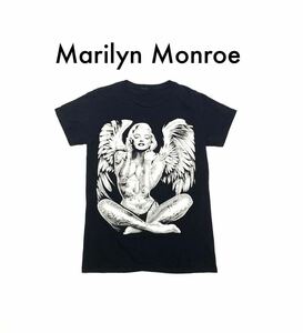 マリリン・モンロー/Marilyn Monroe/Tシャツ 半袖 古着 ブラック 黒 angel エンジェル ビッグプリント