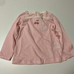 フタフタ　長袖シャツ シャツ ボーダー ピンク サイズ100 子供服