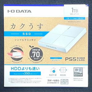 新品未開封 I-O DATA 外付けSSD SSPL-UT1WR 1TB ポータブルSSD ホワイト アイオーデータ カクうす