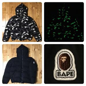 ★蓄光★ リバーシブル ダウンジャケット Mサイズ city camo a bathing ape BAPE full zip hoodie down jacket エイプ ベイプ パーカー z59