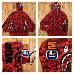 DETACHABLE シャーク パーカー Mサイズ shark full zip hoodie a bathing ape bape red camo エイプ ベイプ アベイシングエイプ 迷彩 fmz5