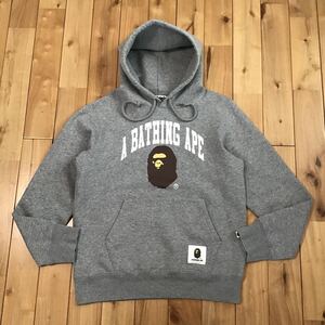 BAPE LOGO プルオーバー パーカー Mサイズ グレー a bathing ape pullover hoodie エイプ ベイプ アベイシングエイプ w56