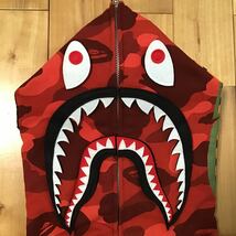 DETACHABLE シャーク パーカー Mサイズ shark full zip hoodie a bathing ape bape red camo エイプ ベイプ アベイシングエイプ 迷彩 z39_画像4