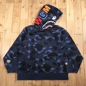 Blue camo プルオーバー シャーク パーカー Mサイズ a bathing ape BAPE shark pullover hoodie エイプ ベイプ アベイシングエイプ i3281