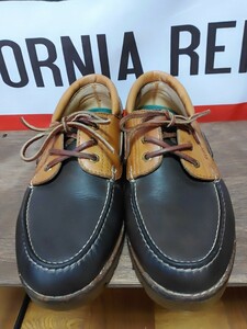 【美品】SURF SIDERS レザーデッキシューズ　size8ハーフ 26.0〜26.5cm キャメル×ブラウン　コンビ