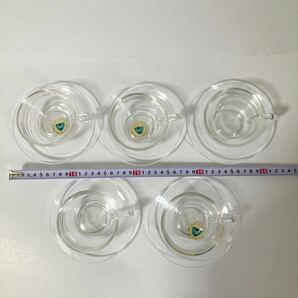 ヴィンテージ ガラス カップ ソーサー セット 5客 ティーカップ 茶器 アデリア ビンテージ 昭和レトロの画像3