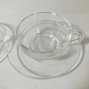 ヴィンテージ ガラス カップ ソーサー セット 5客 ティーカップ 茶器 アデリア ビンテージ 昭和レトロの画像9