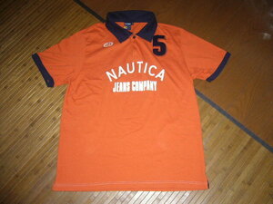 719-66♂：NAUTICA　ノーティカ　半袖ポロシャツ　size.M　色.オレンジ　ボブソン　