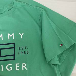 新品 XL ★ TOMMY HILFIGER トミーヒルフィガー メンズ 半袖 ロゴ Tシャツ グリーン US-L ロゴ刺繍 ビッグロゴ レディース ユニセックスの画像4