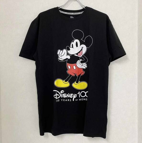 新品 L ★ コストコ ディズニー 100周年 Tシャツ ブラック US-M Disney 100 記念 アニバーサリー グッズ 限定 半袖 ミッキーマウス 黒