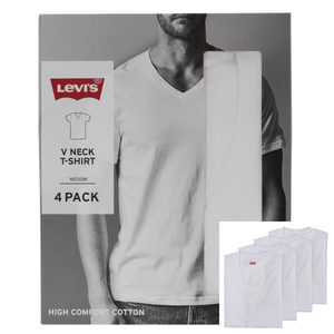 新品 4枚組 S ★ Levis リーバイス メンズ Vネック 半袖 Tシャツ ホワイト コットン ユニセックス レディース インナー 下着 アウター 白