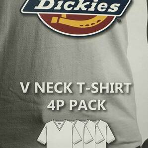 新品 4枚組 XL ★ Dickies ディッキーズ メンズ Vネック 半袖 Tシャツ ホワイト 白 無地 コットン 綿 インナー 大きいサイズ LL セットの画像2