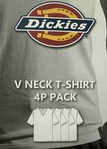 新品 4枚組 XL ★ Dickies ディッキーズ メンズ Vネック 半袖 Tシャツ ホワイト 白 無地 コットン 綿 インナー 大きいサイズ LL セット_画像2