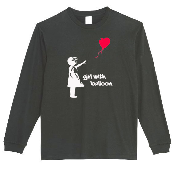 【バンクシー5.6oz★黒L】5.6oz風船と少女banksyロングTシャツロングスリーブ★送料無料・新品