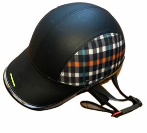 チェック柄ヘルメット軽量軽いオシャレ可愛い帽子型