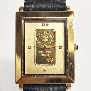 1円~【動作未確認】スイスバンク SWISSBANK SK-125-C FINE GOLD 999.9 クォーツ ボーイズ腕時計 ゴールド文字盤 スクエア 3針 YKの画像1