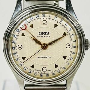 1円~【実動】オリス ORIS ポインターデイト 7403 自動巻き メンズ腕時計 シルバー文字盤 ラウンド 裏スケ スイス製 G153038