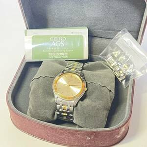 1 jpy ~[ present condition goods ]SEIKO DOLCE AGS Seiko Dolce 4M21-0A50 18KT + BASE METAL BEZEL men's wristwatch over . koma box attaching G131955