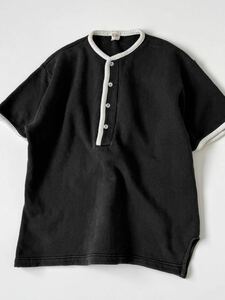 黒★60s SPORTWEAR ヘンリーネック 半袖 スウェット シャツ L ブラック ヴィンテージ ビンテージ トレーナー USA 古着 レア 50s