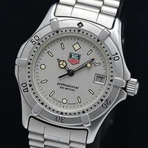 1円 稼動 良品 タグホイヤー QZ 2000シリーズ プロフェッショナル 962.213F-2 デイト シルバー文字盤 メンズ腕時計 INB 0034100 3BJT_画像1