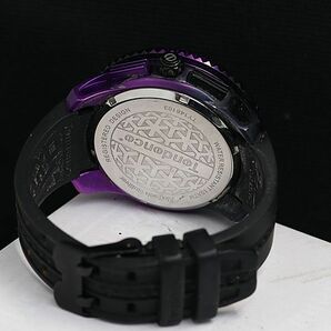 1円 箱/保付 稼働 テンデンス ディカラー オーロラ TY146103 QZ 紫文字盤 デイト メンズ腕時計 KTR 0572000 3ERTの画像4