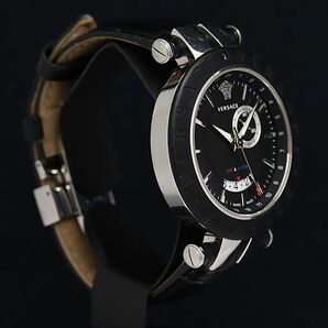 1円 ヴェルサーチ メデューサ GMT＆ALARM 29G 50m QZ 黒文字盤 メンズ腕時計 OKZ 7251200 3OKTの画像2