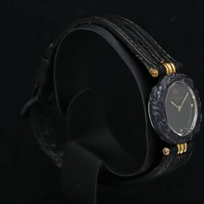1円 稼動 良品 カレライ カレラ QZ ラウンド 黒文字盤 レディース腕時計 5775000 3BGT MTMの画像2