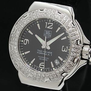 1円 稼働 美品 タグホイヤー フォーミュラー1 グラマーダイヤモンド WAC1214 200ｍ 黒文字盤 デイト QZ メンズ腕時計 NSY 3771900 4DIT
