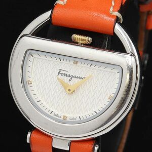 1円 フェラガモ FG5 バックルコレクション QZ シルバー文字盤 レザーベルト レディース腕時計 DOI 6406000 4MGY