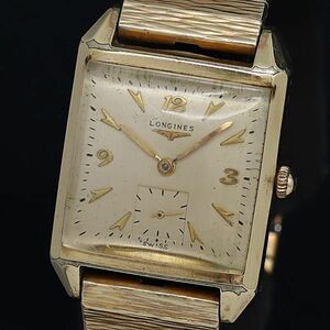 1 jpy operation superior article hand winding Longines square smoseko Gold face lady's wristwatch OKZ 6406000 4MGY