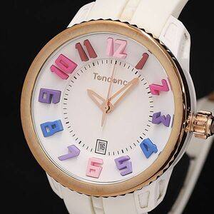 1 jpy guarantee / box attaching operation superior article Tendence QZ TG930113R white face Date lady's wristwatch TCY 2147000 4NBG1