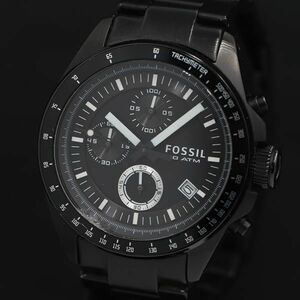 1 jpy operation QZ superior article box / koma 3 attaching Fossil CH2601IE 40501907 black face Chrono Date men's wristwatch KRK 2147000 4NBG1