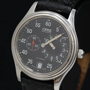 1 jpy operation superior article Oris 7473 AT/ self-winding watch black face Date smoseko men's wristwatch OGI 2147000 4NBG1