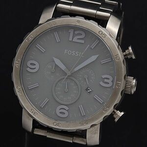 1 jpy operation superior article Fossil chronograph Date JR1400 251206 QZ gray face men's wristwatch SGN 2147000 4NBG1