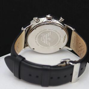 1円 保/箱付 稼働 良品 エンポリオアルマーニ QZ AR-0385 111203 シルバー文字盤 スモセコ デイト メンズ腕時計 TCY 2147000 4NBG1の画像4