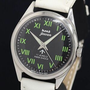 1 jpy operation superior article H Emuti HMTga one gawan 17 stone hand winding black face men's wristwatch OKZ 4422000 4GTT