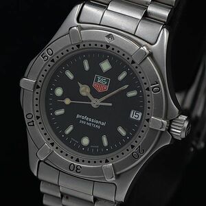 1 jpy TAG Heuer QZ 962.013F-2 Professional 200M round Date black face men's wristwatch INB 5369100 4NBT