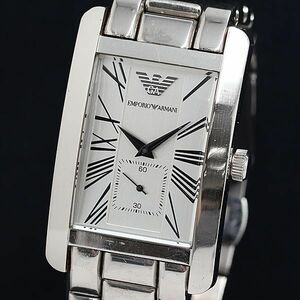 1 jpy operation superior article QZ Emporio Armani AR-0145 50m square smoseko silver face men's wristwatch OKZ 2147000 4NBG1